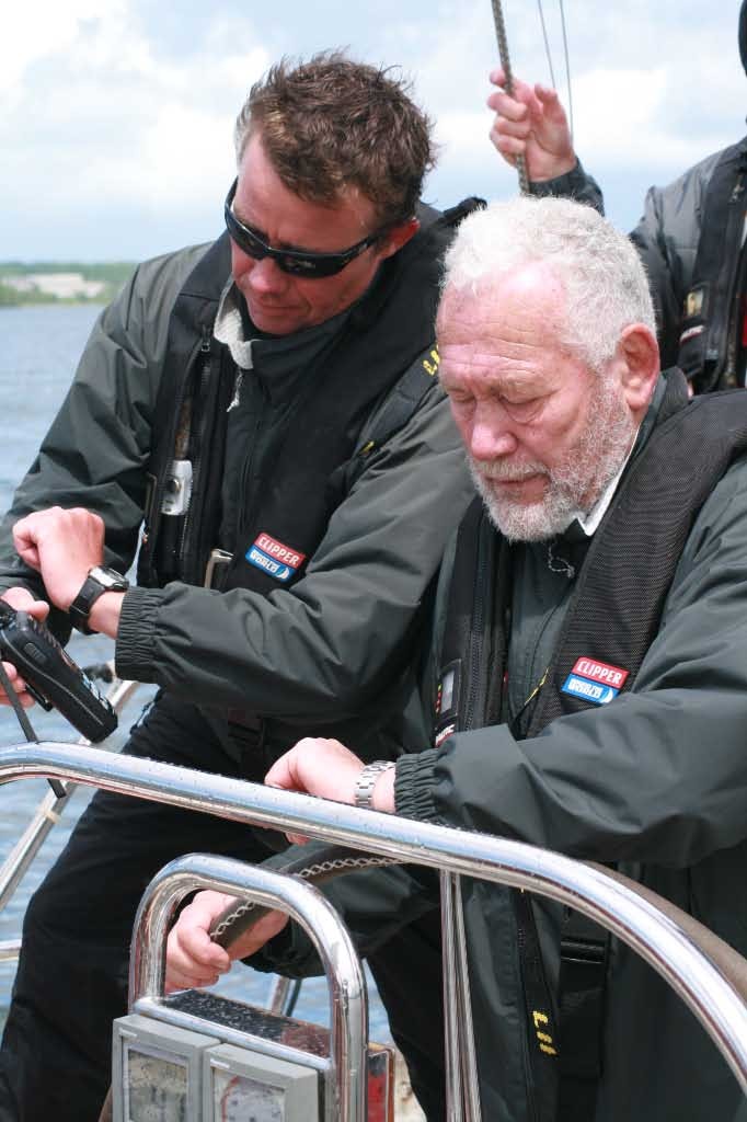 Justin Taylor and Sir Robin Knox-Johnston © Clipper Ventures PLC . http://www.clipperroundtheworld.com